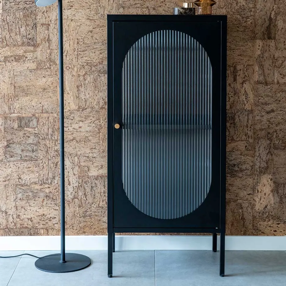 Hot Wohnen 50x110x35 Metallschrank mit Glastür modern - Gabadoza