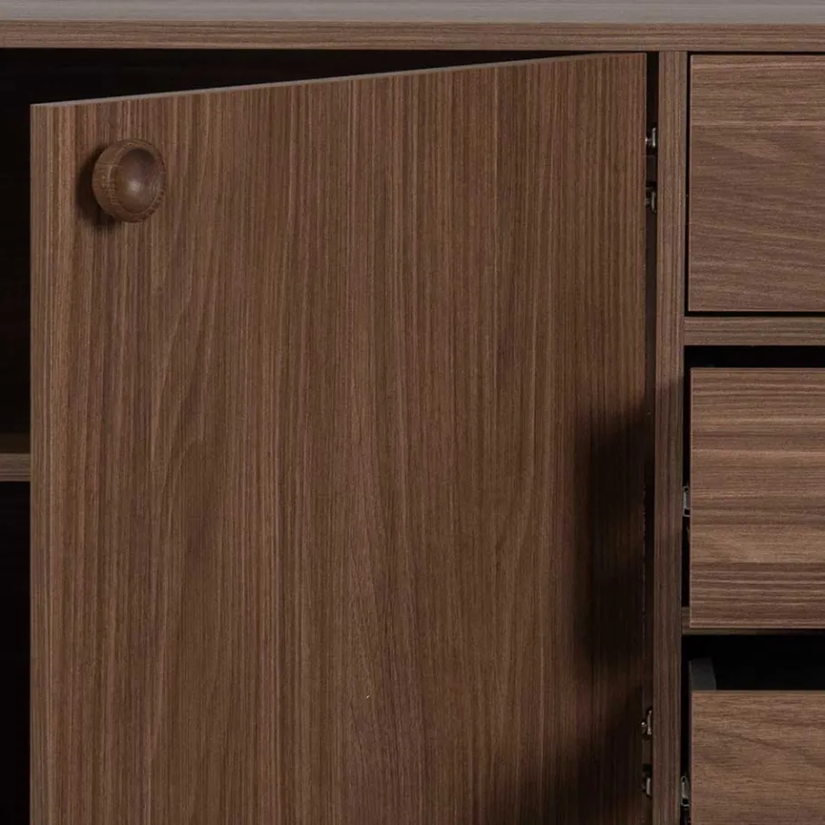 New Wohnen 145x64x40 Mid Century Kommode in Walnuss - Essyno