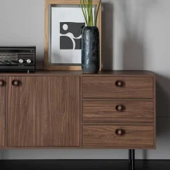 New Wohnen 145x64x40 Mid Century Kommode in Walnuss - Essyno