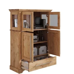 Outlet Wohnen 94x133x39 Modern Country Highboard aus Kiefer massiv - Noellisa