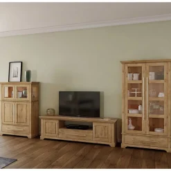 Outlet Wohnen 94x133x39 Modern Country Highboard aus Kiefer massiv - Noellisa