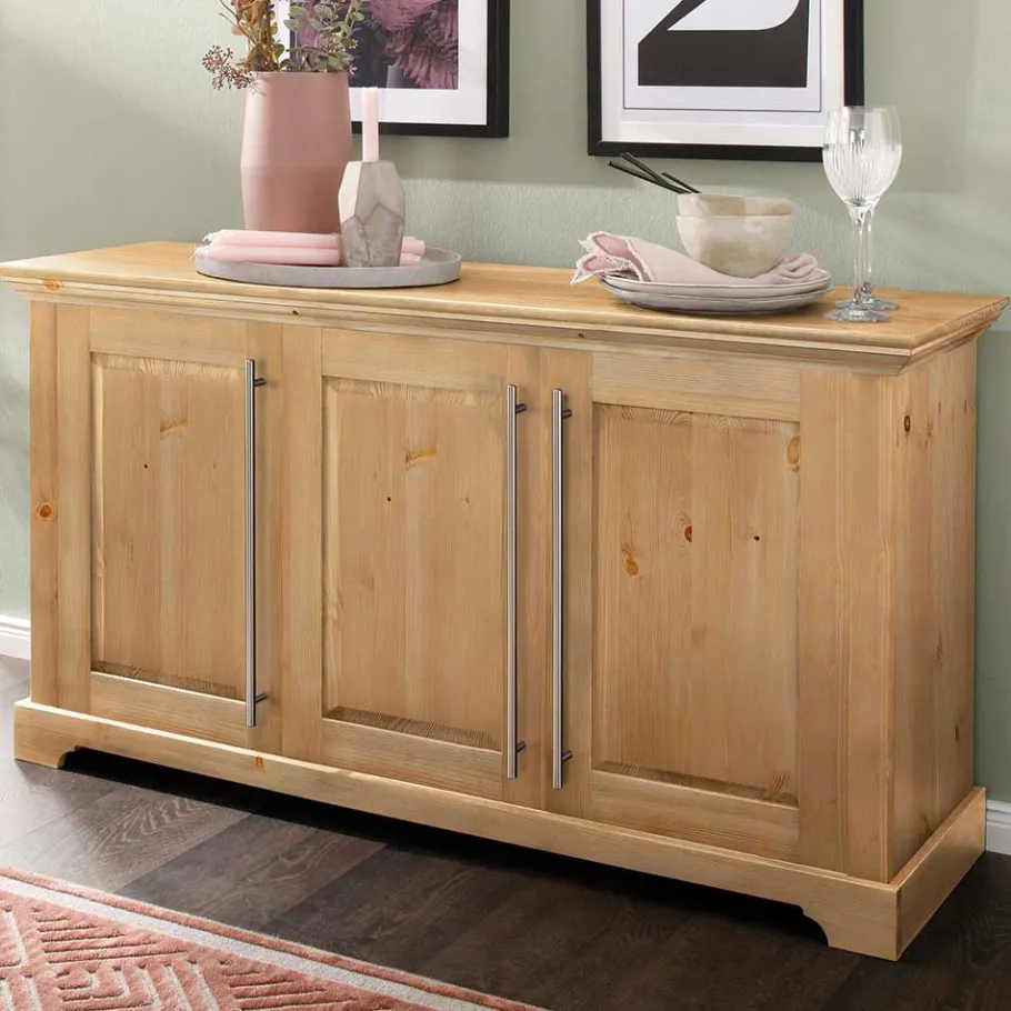 Sale Wohnen 132x70x39 Moderne Holzkommode mit drei Türen - Noellisa