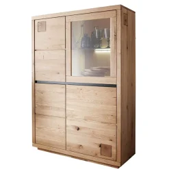 Online Wohnen 103x148x40 Modernes Holz-Highboard mit Glaseinsatz - Embleys