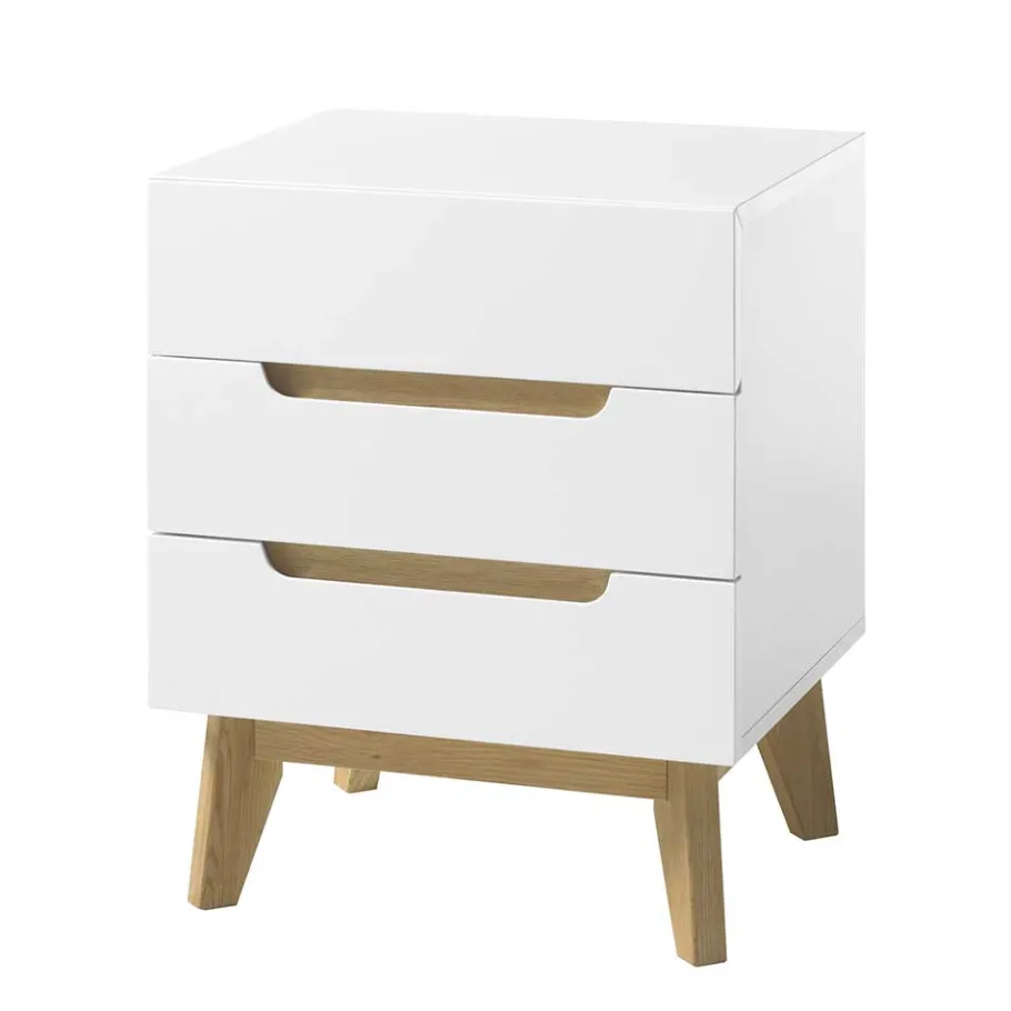 Best Wohnen 48x60x40 Nachtkommode in Weiß & Eiche - Setubal