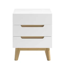 Best Wohnen 48x60x40 Nachtkommode in Weiß & Eiche - Setubal