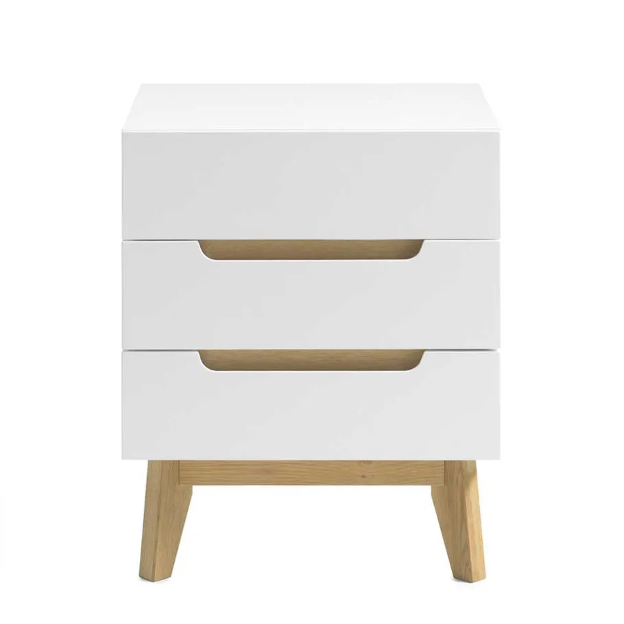 Best Wohnen 48x60x40 Nachtkommode in Weiß & Eiche - Setubal
