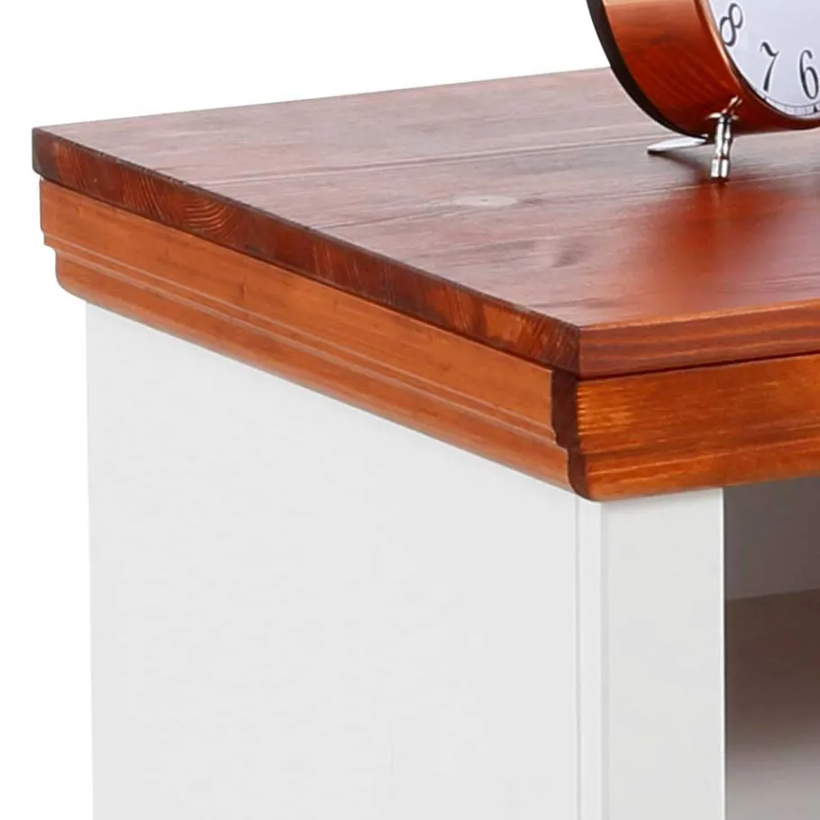 Clearance Wohnen 52x40x37 Nachtkommode in Weiß & Kirschbaum - Vendirai