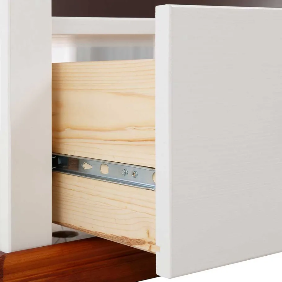 Clearance Wohnen 52x40x37 Nachtkommode in Weiß & Kirschbaum - Vendirai
