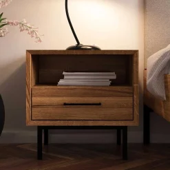 Online Wohnen 51x50x40 Nachtkommode mit Fach & Schublade - Kerfa
