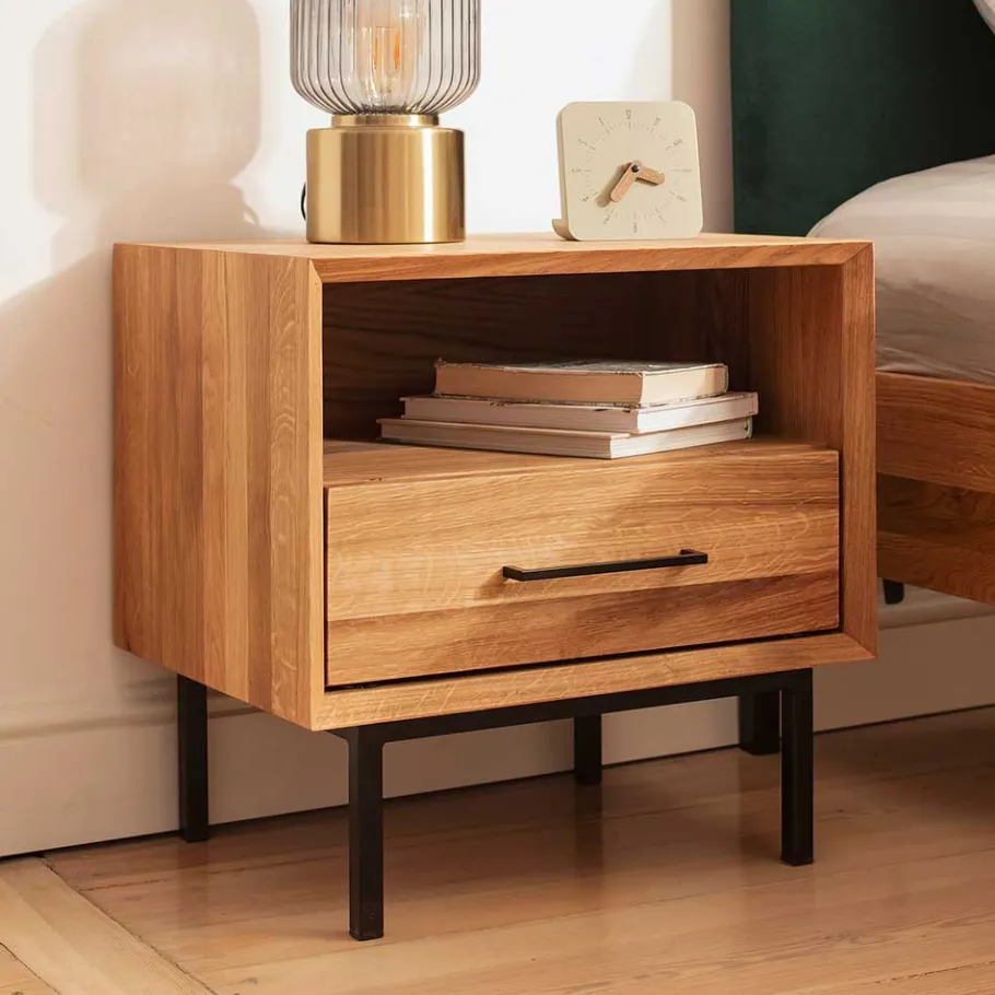 Online Wohnen 51x50x40 Nachtkommode mit Fach & Schublade - Kerfa