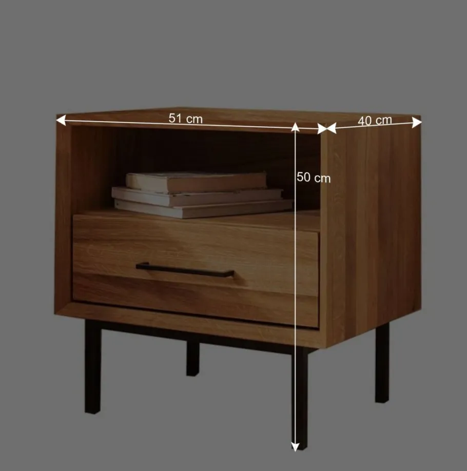 Online Wohnen 51x50x40 Nachtkommode mit Fach & Schublade - Kerfa
