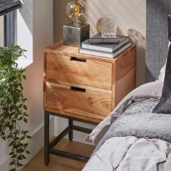 Clearance Wohnen 40x60x30 Nachtkommode mit Metallgestell - Babra