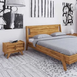 Online Wohnen 55x43x39 Nachtkommode mit zwei Schubladen - Hardus