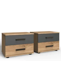 Hot Wohnen 52x40x38 Nachtschrank mit zwei Schubladen - Enegal