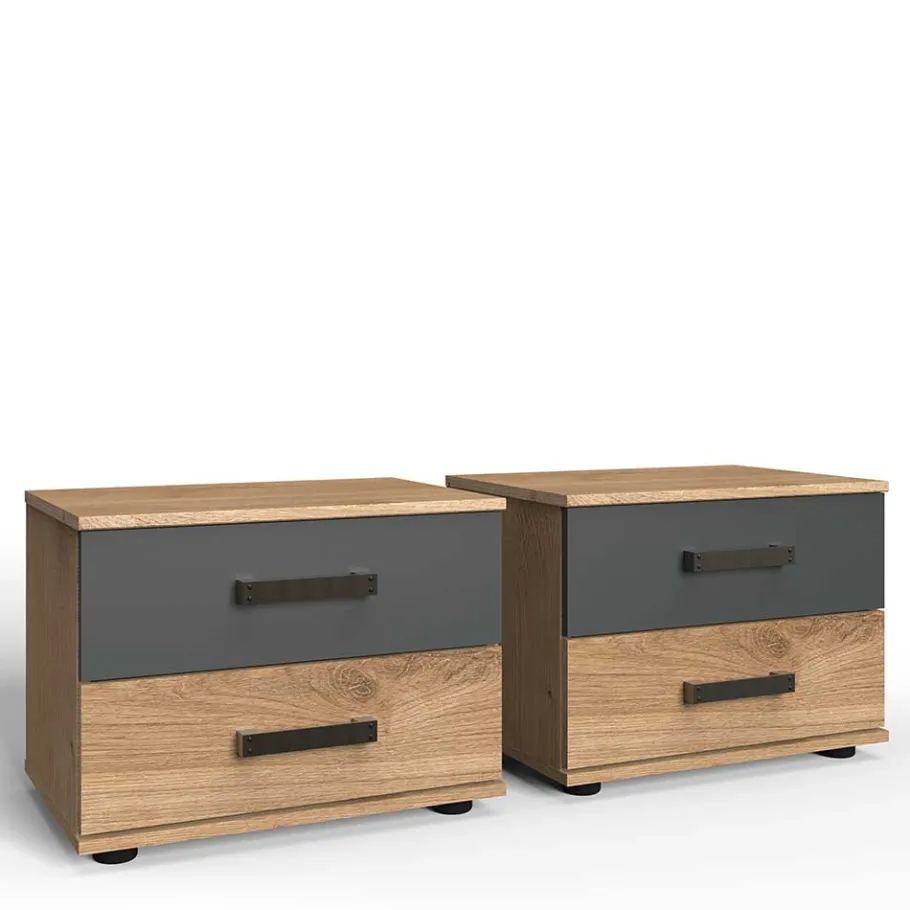 Hot Wohnen 52x40x38 Nachtschrank mit zwei Schubladen - Enegal