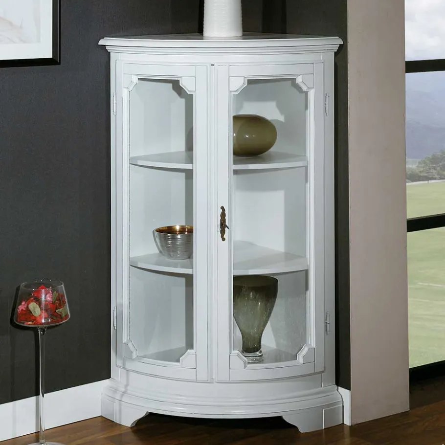 Sale Wohnen 52x112x52 Niedrige Eckvitrine im Vintage Look - Zarinas