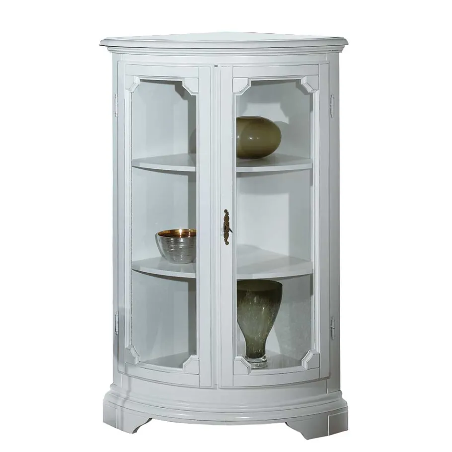 Sale Wohnen 52x112x52 Niedrige Eckvitrine im Vintage Look - Zarinas