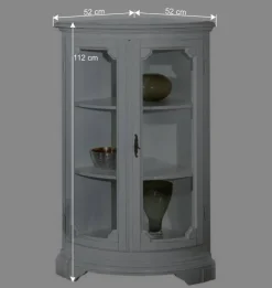 Sale Wohnen 52x112x52 Niedrige Eckvitrine im Vintage Look - Zarinas