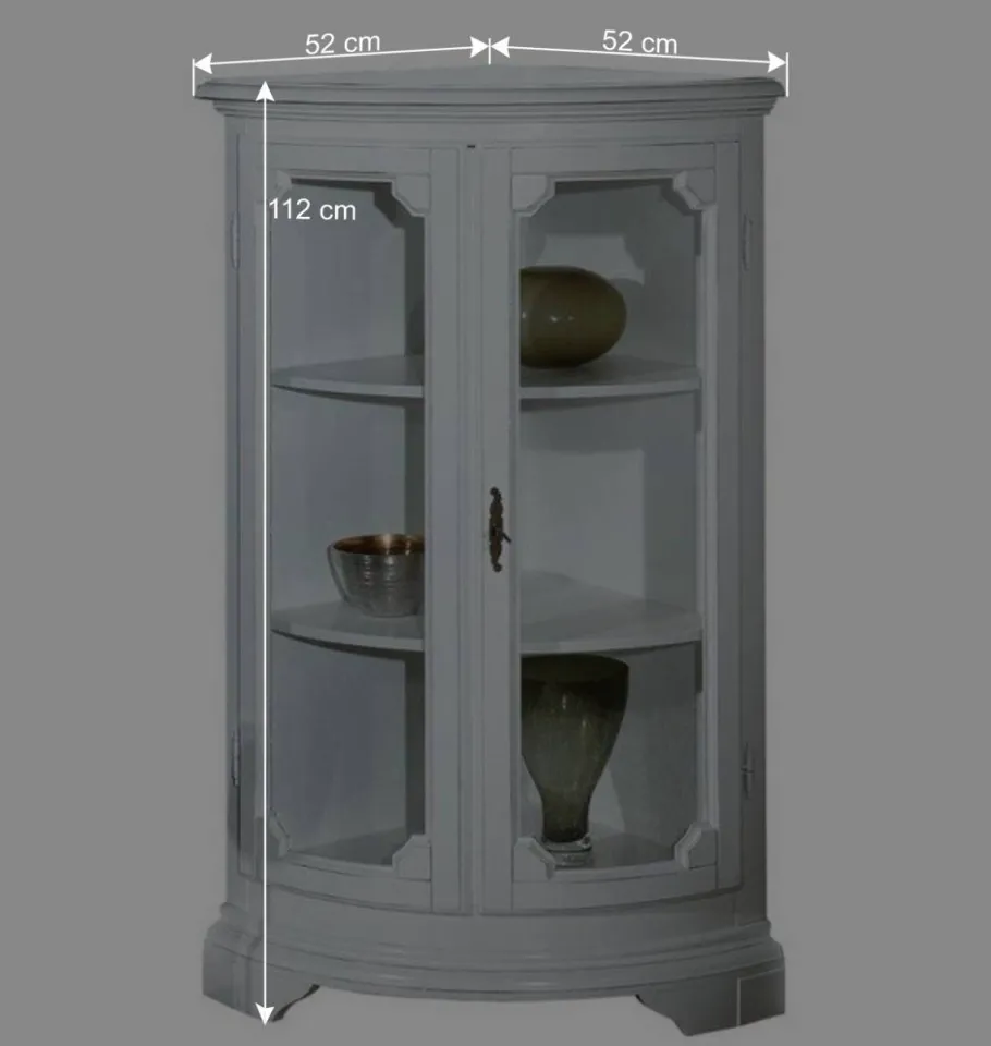 Sale Wohnen 52x112x52 Niedrige Eckvitrine im Vintage Look - Zarinas