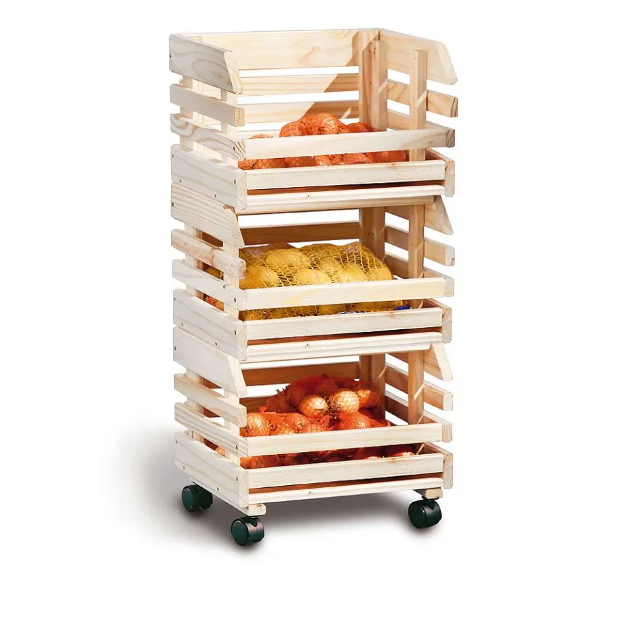 Clearance Wohnen 37x80x30 Obst & Gemüse Regal aus Massivholz - Yutaha