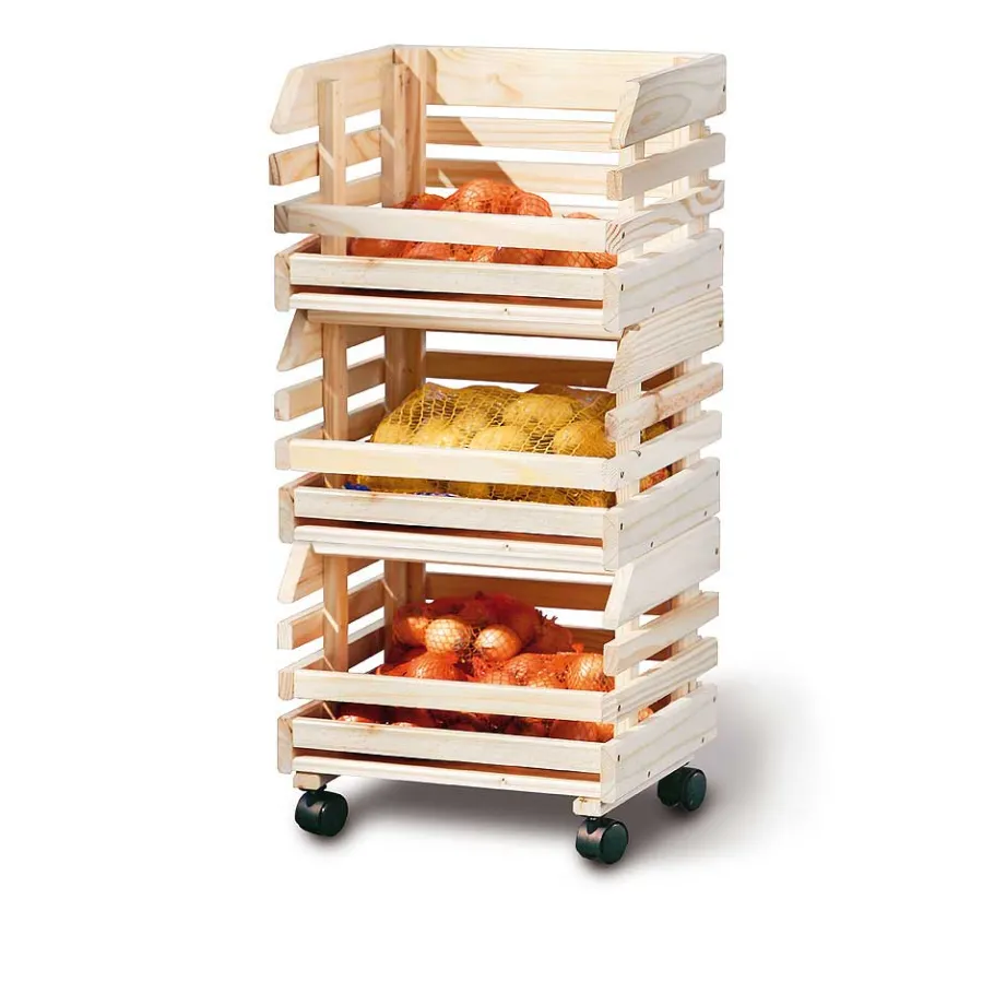 Clearance Wohnen 37x80x30 Obst & Gemüse Regal aus Massivholz - Yutaha