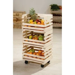 Clearance Wohnen 37x80x30 Obst & Gemüse Regal aus Massivholz - Yutaha