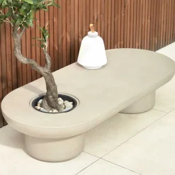 Hot Wohnen 140x30x60 Ovaler Tisch aus Leichtbeton - Catania