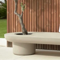 Hot Wohnen 140x30x60 Ovaler Tisch aus Leichtbeton - Catania