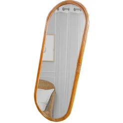 Online Wohnen 44x120x4 Ovaler Wandspiegel mit Rattan Rahmen - Offia