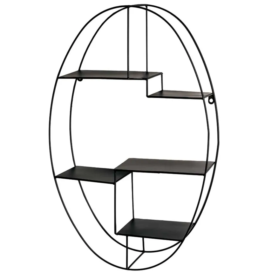Online Wohnen 44x71x16 Ovales Wandregal aus Metall in Schwarz - Jaglyn