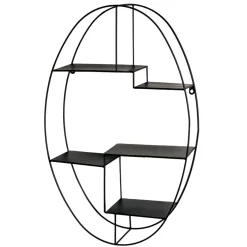 Online Wohnen 44x71x16 Ovales Wandregal aus Metall in Schwarz - Jaglyn