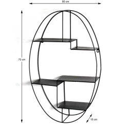 Online Wohnen 44x71x16 Ovales Wandregal aus Metall in Schwarz - Jaglyn