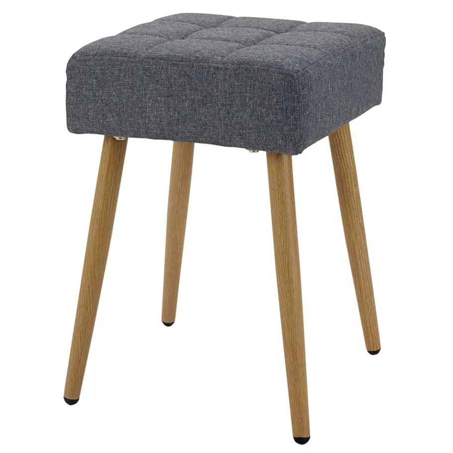 Wohnen 32x47x32 Polsterhocker in Anthrazit Stoff - Zoom