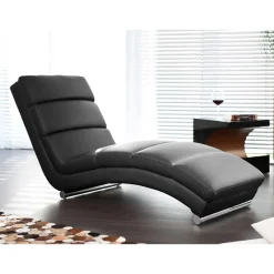 Sale Wohnen 60x82x170 Polsterliege in Schwarz Kunstleder - Elias
