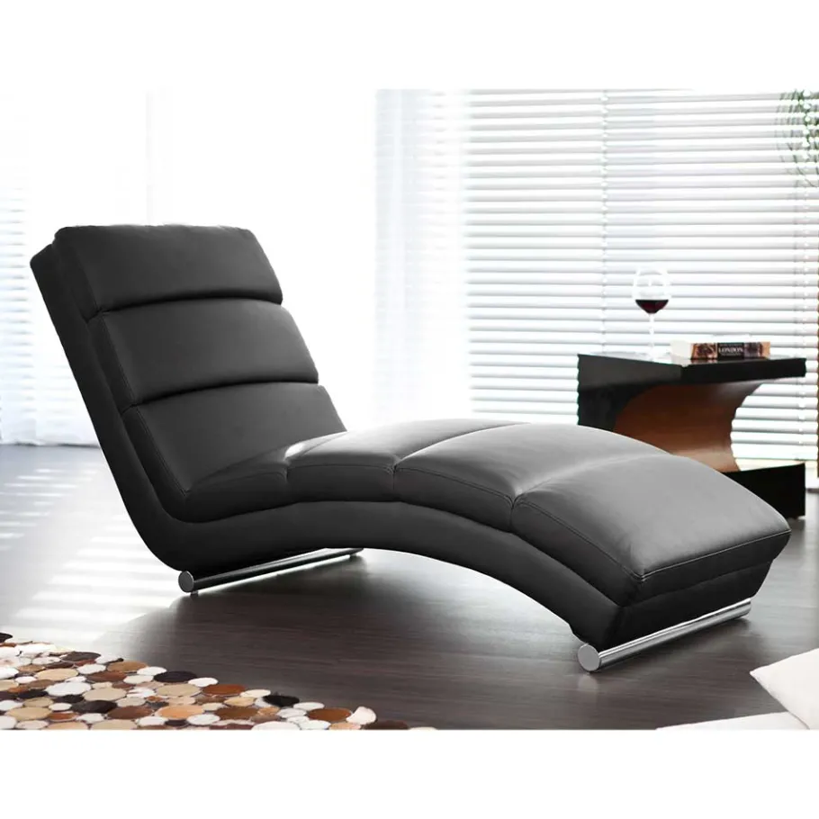 Sale Wohnen 60x82x170 Polsterliege in Schwarz Kunstleder - Elias