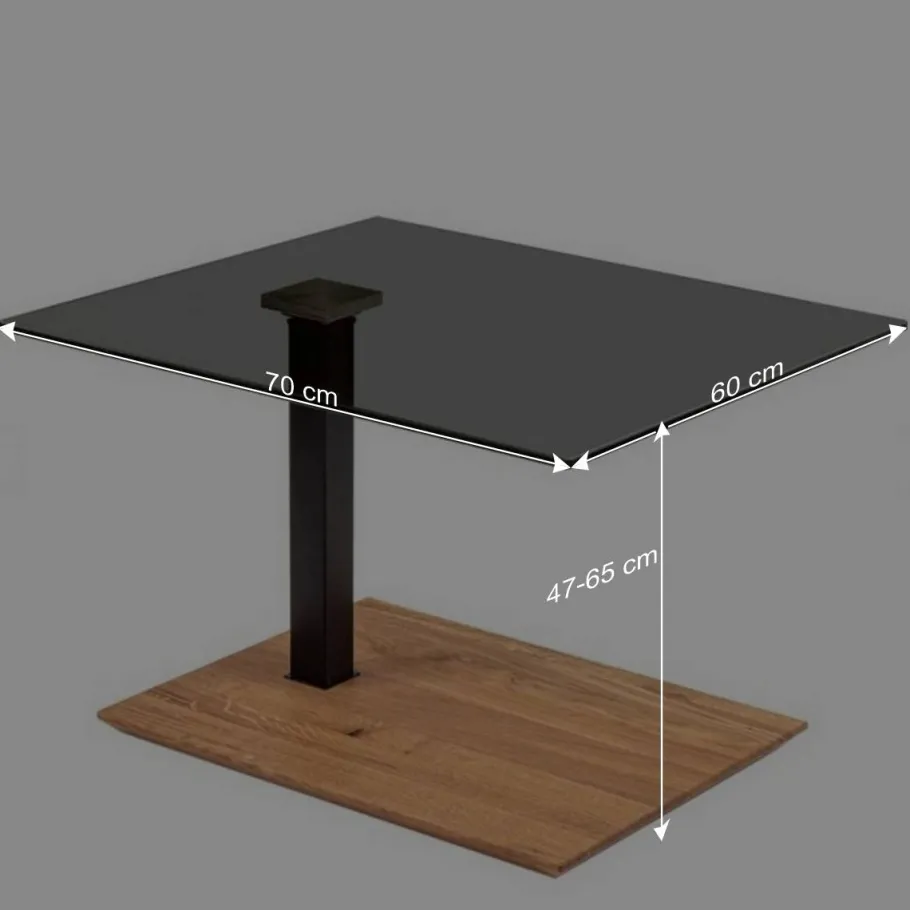 Best Wohnen 70x64x60 Rauchglas Anstelltisch höhenverstellbar - Mally