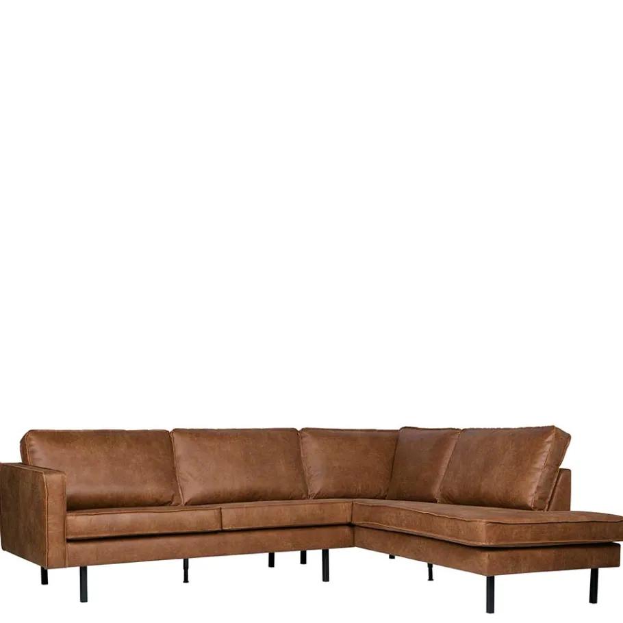 Clearance Wohnen 266x85x213 Recyclingleder Ecksofa in Cognac Braun - Huropa