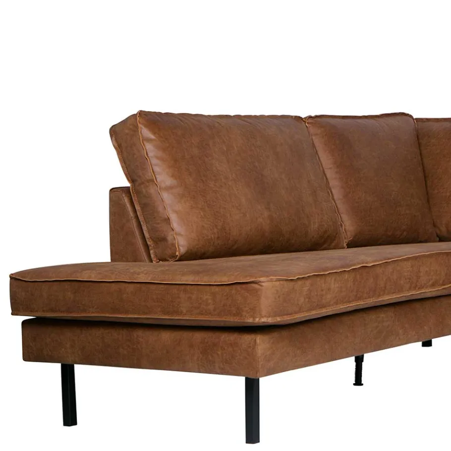 Clearance Wohnen 266x85x213 Recyclingleder Ecksofa in Cognac Braun - Huropa