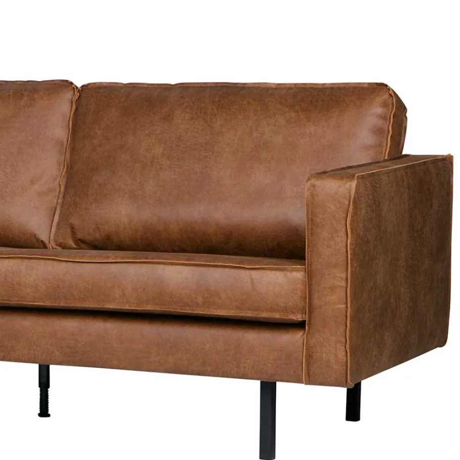 Clearance Wohnen 266x85x213 Recyclingleder Ecksofa in Cognac Braun - Huropa