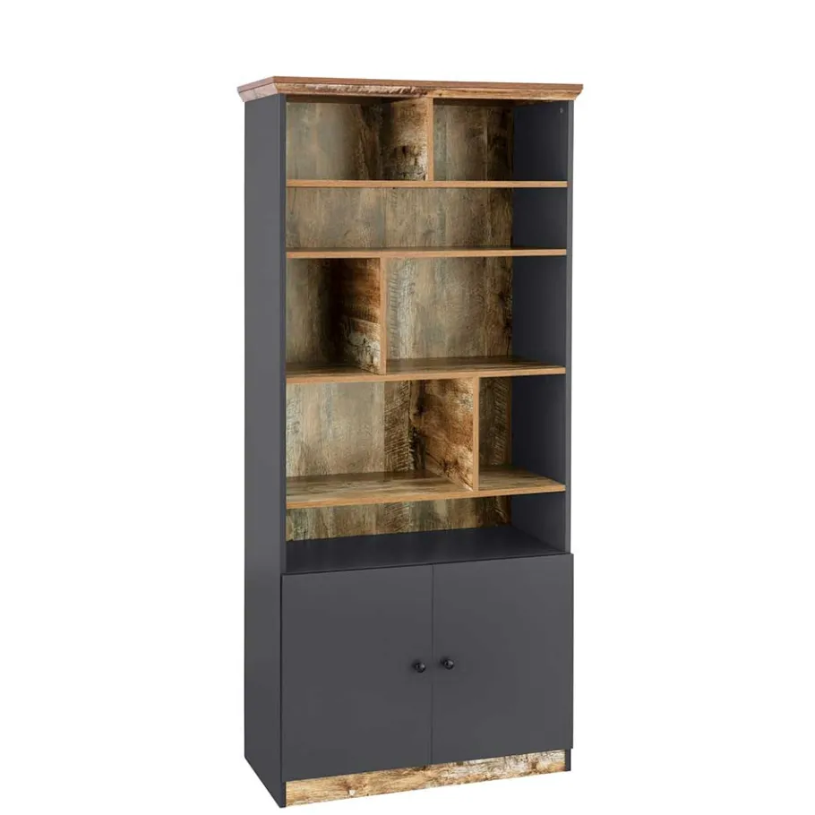 Sale Wohnen 80x182x40 Regal in Holz verwittert - Guerrero