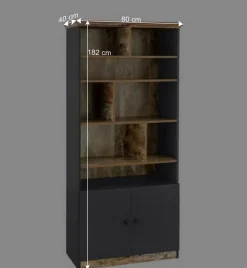 Sale Wohnen 80x182x40 Regal in Holz verwittert - Guerrero