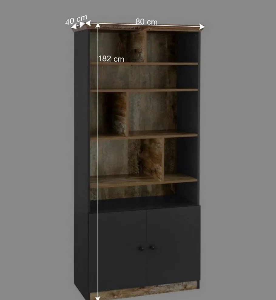 Sale Wohnen 80x182x40 Regal in Holz verwittert - Guerrero