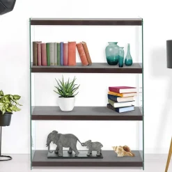 Clearance Wohnen 83x113x30 Regal in Walnussfarben MDF - Ucera