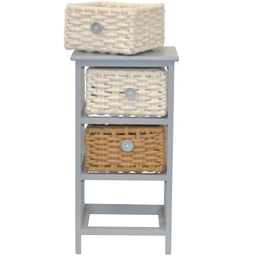 Clearance Wohnen 30x58x25 Regal mit 3 Körben aus Geflecht - Nasco
