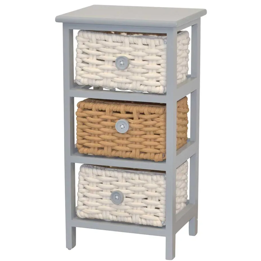 Clearance Wohnen 30x58x25 Regal mit 3 Körben aus Geflecht - Nasco