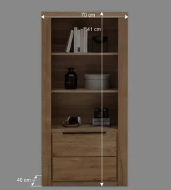 Hot Wohnen 70x141x40 Regal mit Türfach in Eiche - Nelenia