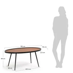 Wohnen 102x44x56 Retro Couchtisch in Oval - Neptun