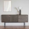 Outlet Wohnen 160x75x42 Retro Design Sideboard in Eiche dunkel - Cuzliav