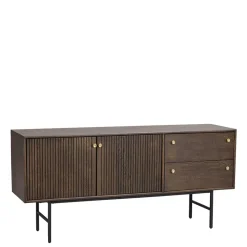 Outlet Wohnen 160x75x42 Retro Design Sideboard in Eiche dunkel - Cuzliav