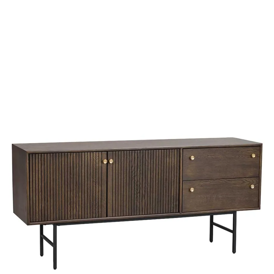 Outlet Wohnen 160x75x42 Retro Design Sideboard in Eiche dunkel - Cuzliav
